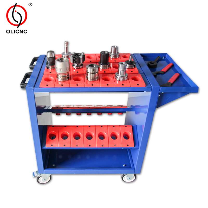 Carrinho de ferramentas Bt40 35 Carrinho de ferramentas CNC de capacidade azul 40 Carrinho de prateleira para porta-ferramentas cônicos com dois rodízios giratórios e dois fixos